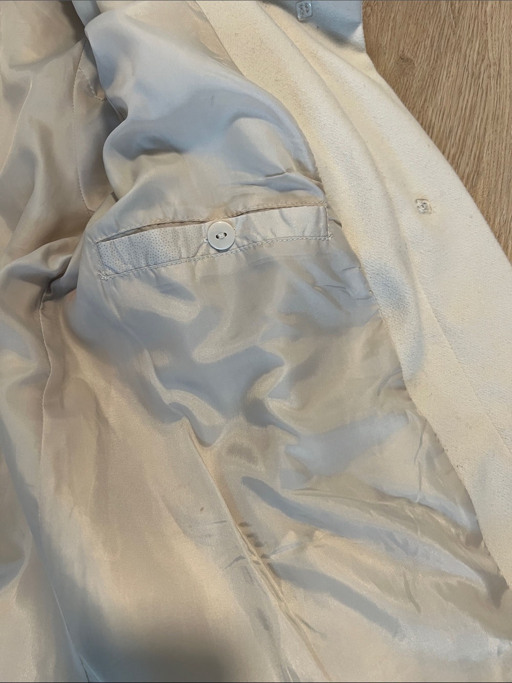 cleo Cream A-Line Stand Collar Trench Coat - Picture 9 of 14